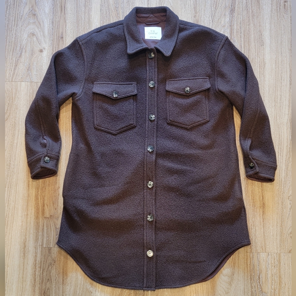 Wilfred Free, The Ganna Long Shirt Jacket, Modern Brown, Large